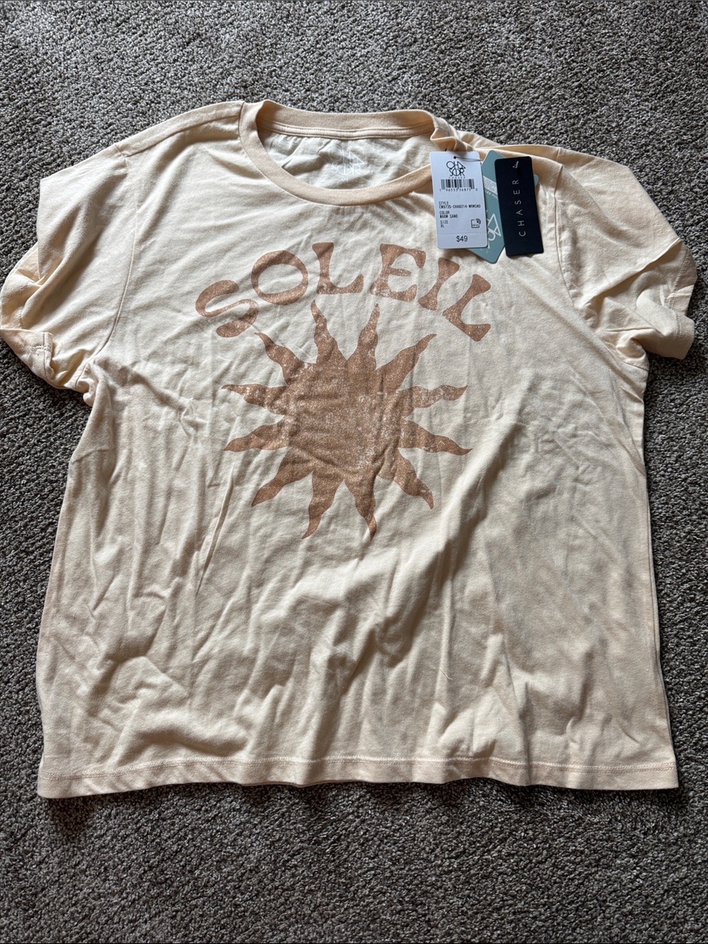 Chaser Soleil Sun Graphic Tee in Beige and Tan